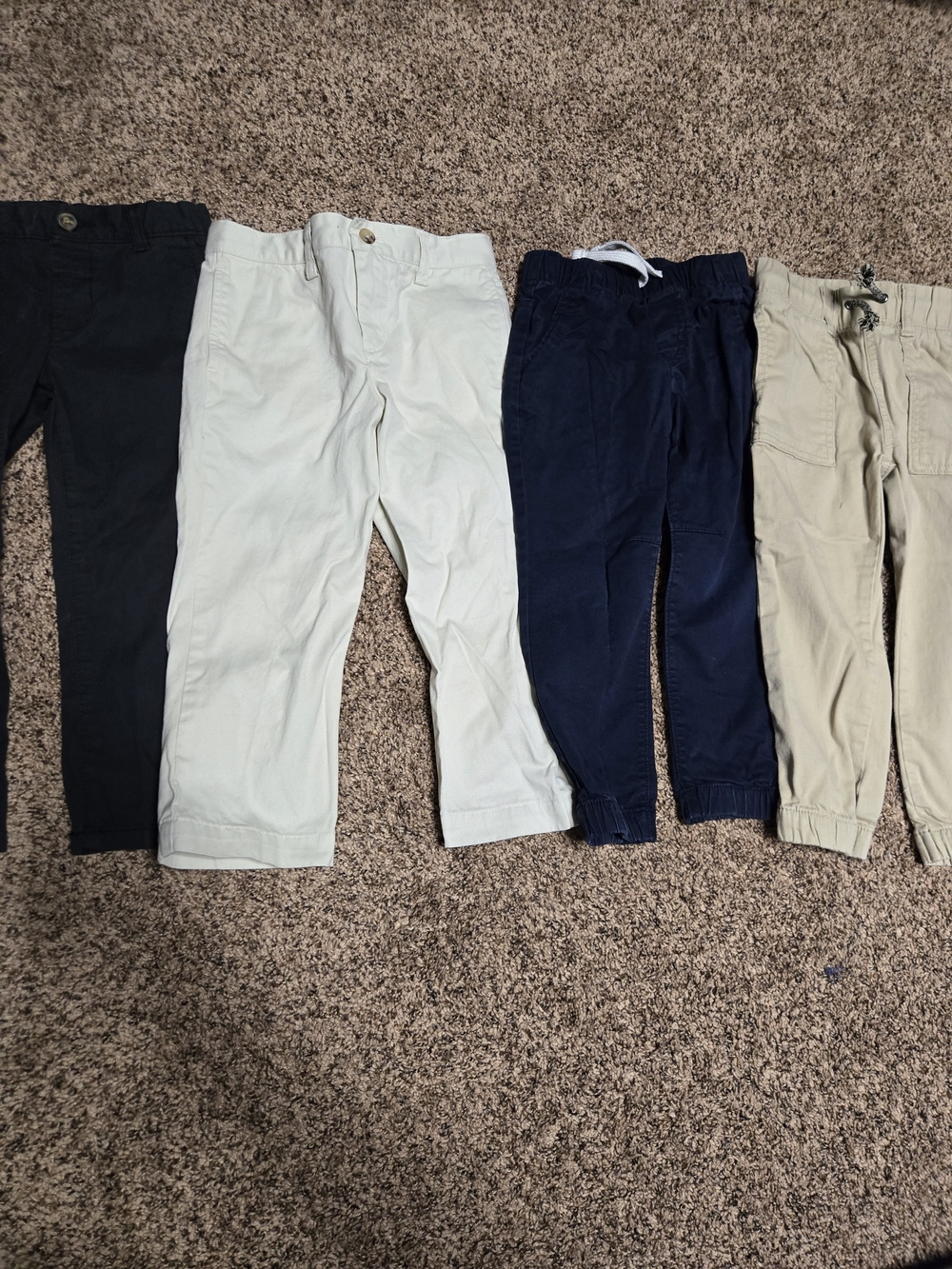 Kids Casual Chino Pants - Navy, Khaki, Black, and White